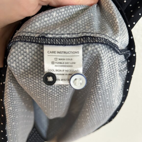 Mizzen + Main Performance Shirt XXL Blue White Dot Trim FIt Button Front SS - Picture 8 of 9